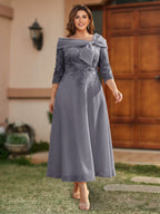 Daphne Claire Steel Grey front view mother of the bride dress
