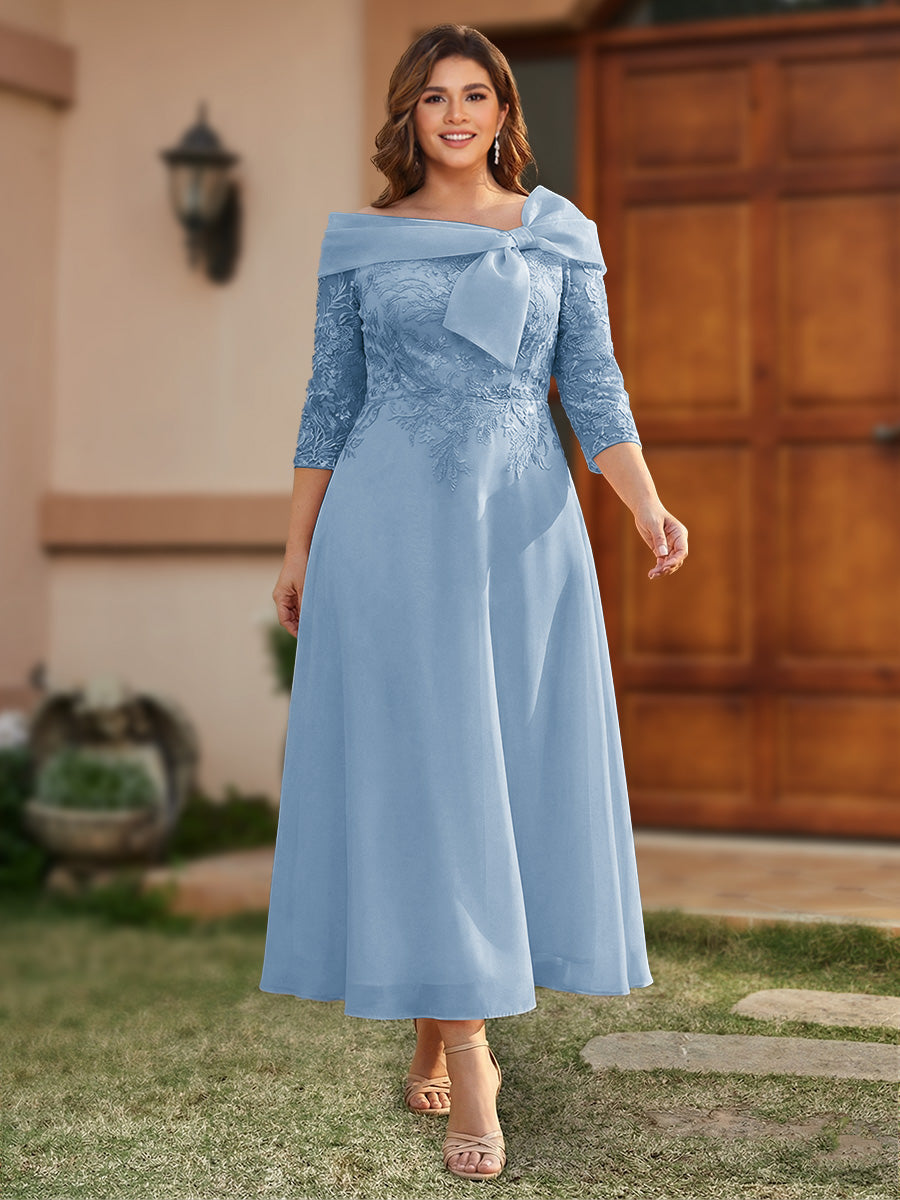 Daphne Claire Sky Blue back view mother of the bride dress