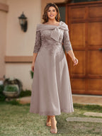 Daphne Claire Taupe front view mother of the bride dress