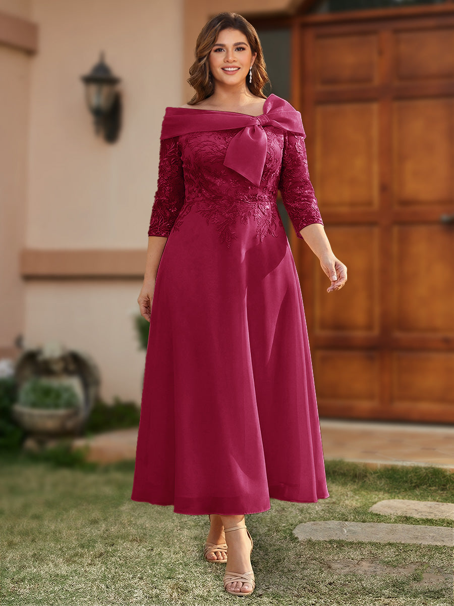 Daphne Claire Burgundy side view mother of the bride dress