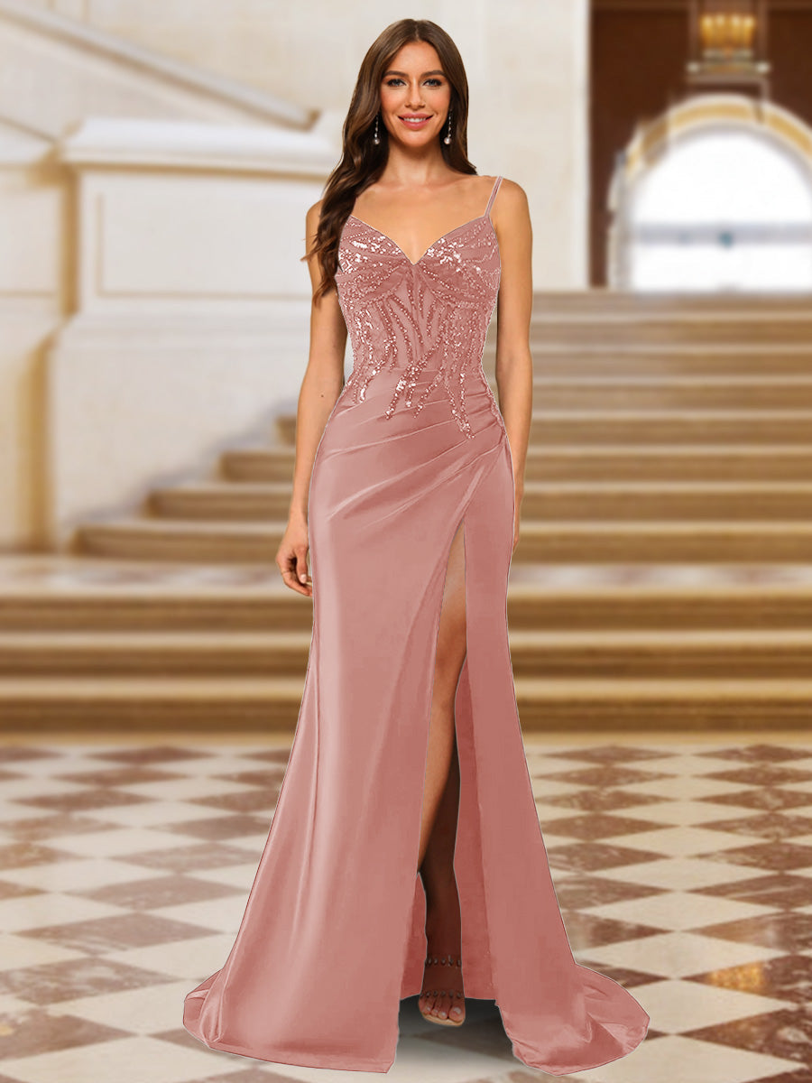 Quenby dusty rose front view prom dress