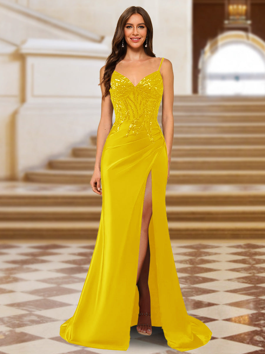 Quenby gold front view prom dress