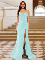 Quenby sky blue front view prom dress