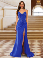 Quenby royal blue front view prom dress