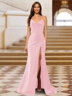 Quenby rose pink front view prom dress