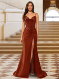 Quenby rust front view prom dress