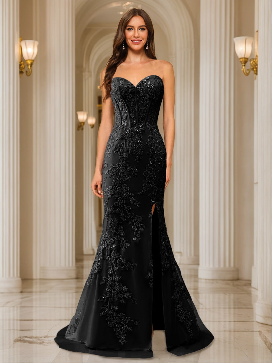 Phaedra black front view prom dress