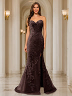 Phaedra brown front view prom dress