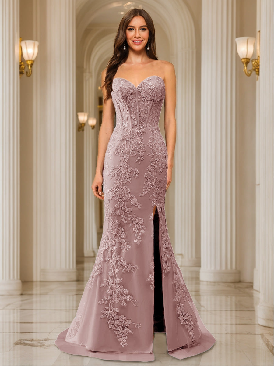 Phaedra dusty rose front view prom dress