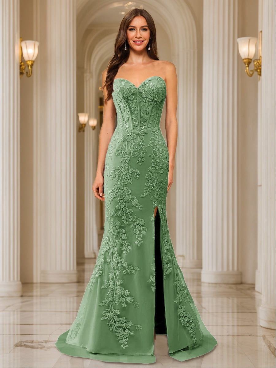 Phaedra sage green front view prom dress
