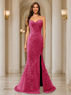 Phaedra fuchsia front view prom dress