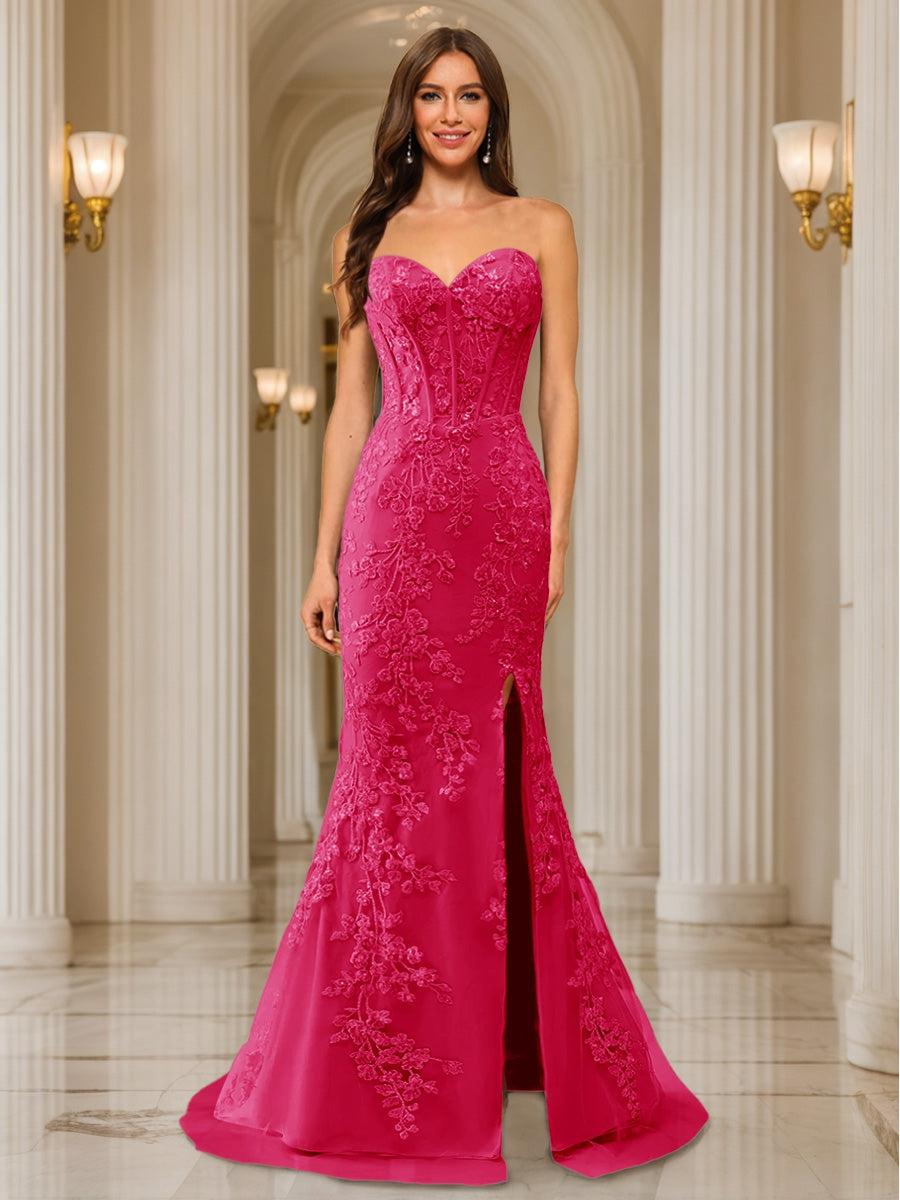 Phaedra hot pink front view prom dress
