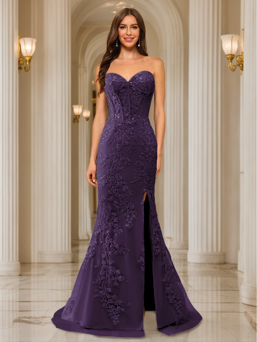 Phaedra grape front view prom dress