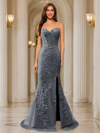 Phaedra grey front view prom dress