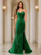 Phaedra forest green front view prom dress
