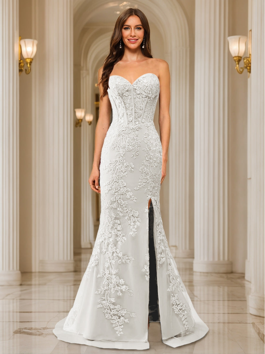 Phaedra ivory front view prom dress