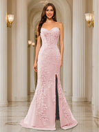 Phaedra pearl pink front view prom dress