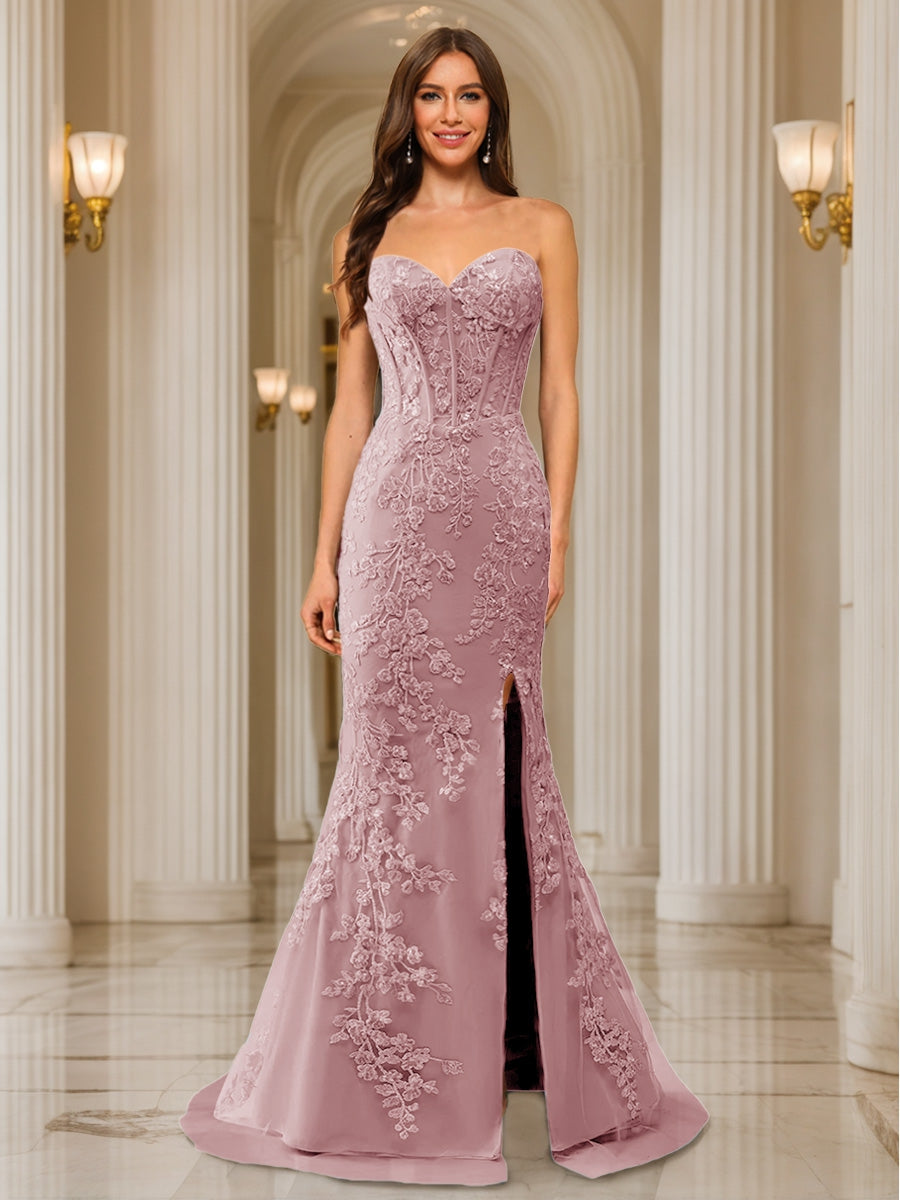Phaedra mauve front view prom dress