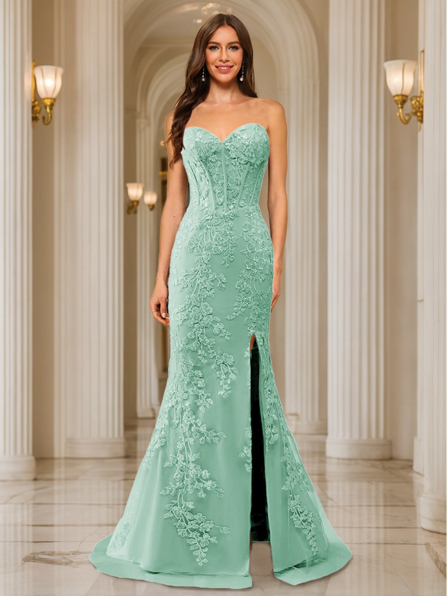 Phaedra mint green front view prom dress