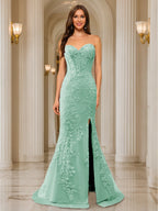 Phaedra mint green front view prom dress