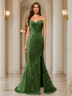 Phaedra olive green front view prom dress