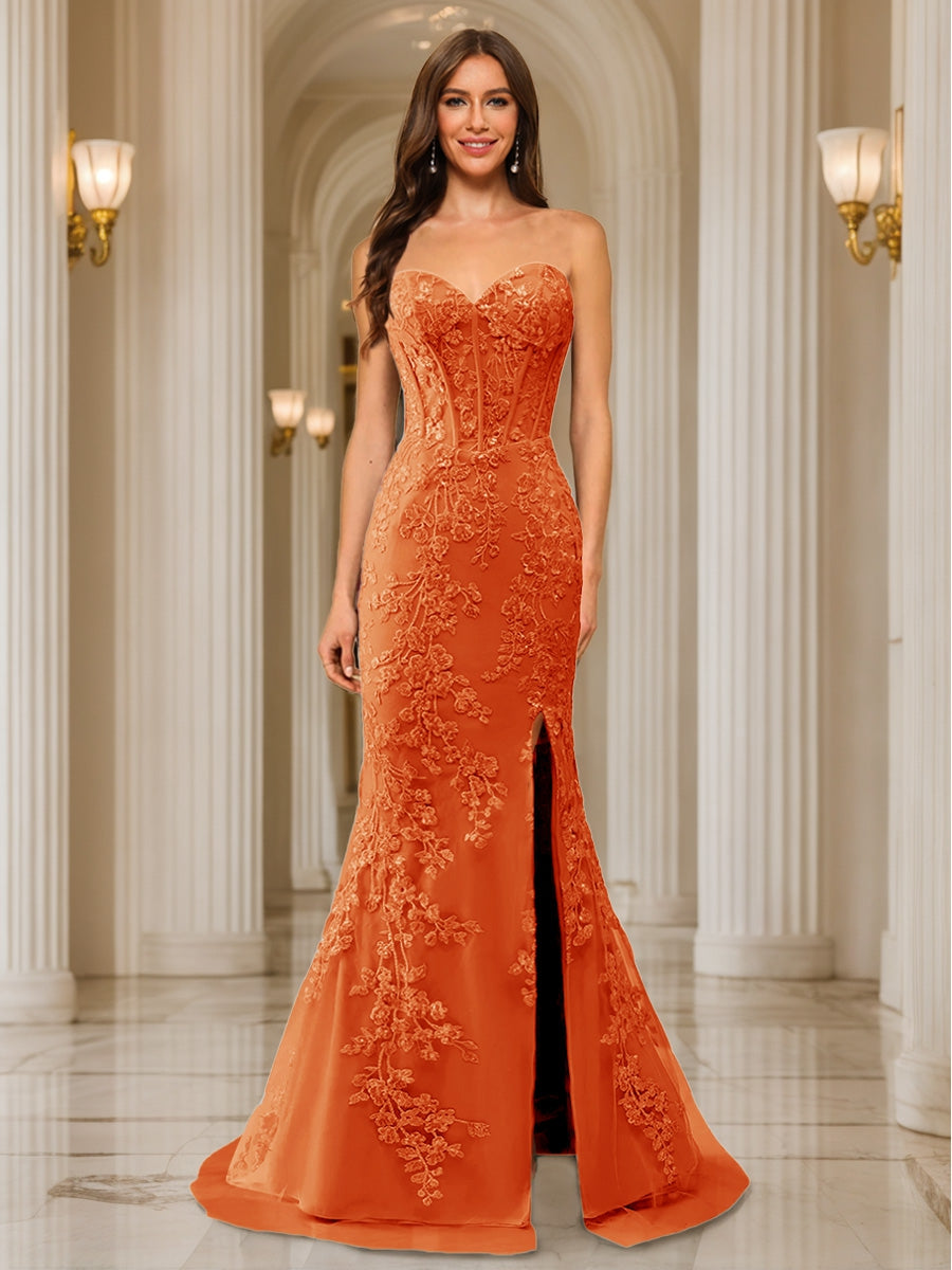 Phaedra orange front view prom dress