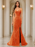 Phaedra orange front view prom dress