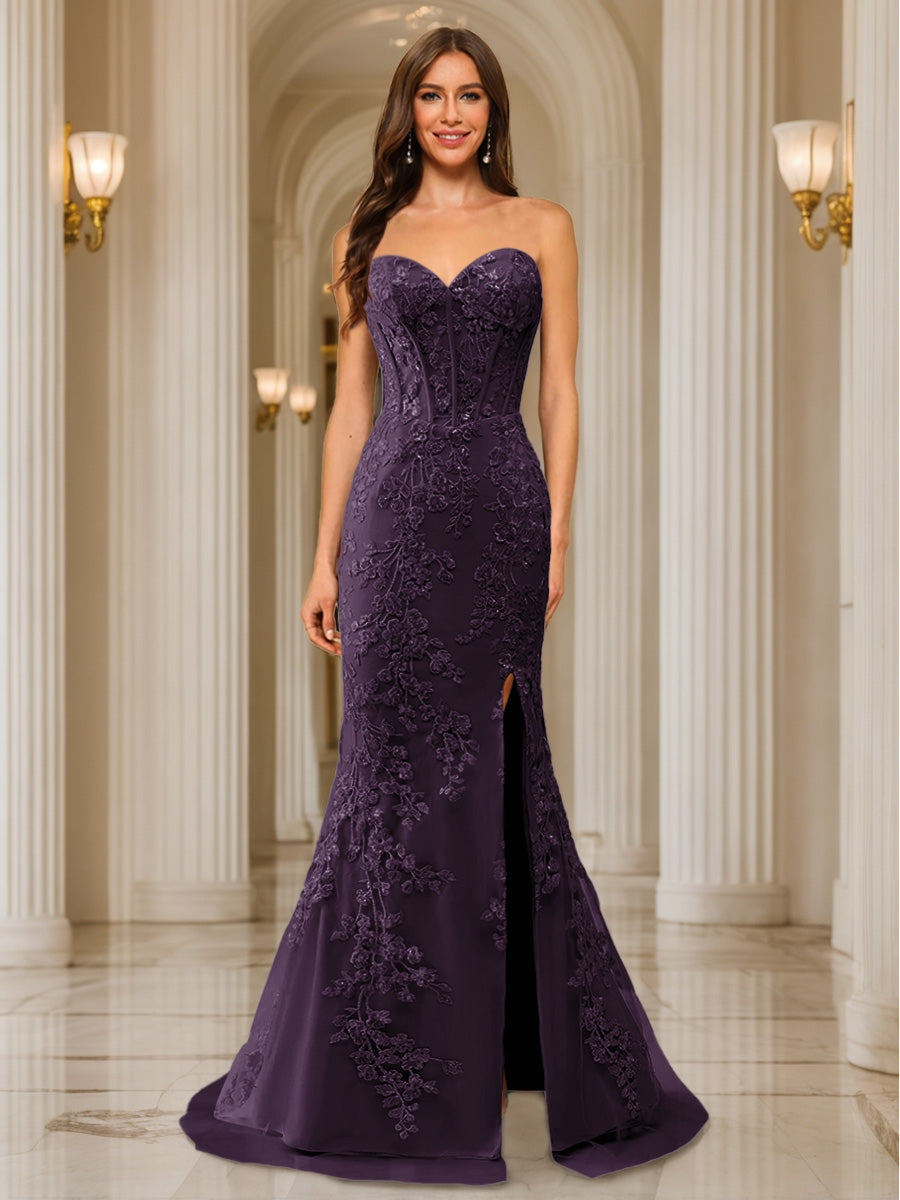 Phaedra plum alternate front view 2 prom dress