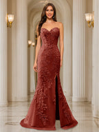 Phaedra rust front view prom dress