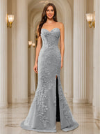 Phaedra silver front view prom dress