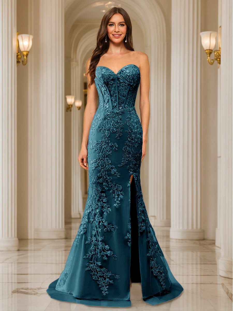Phaedra teal front view prom dress