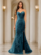 Phaedra teal front view prom dress