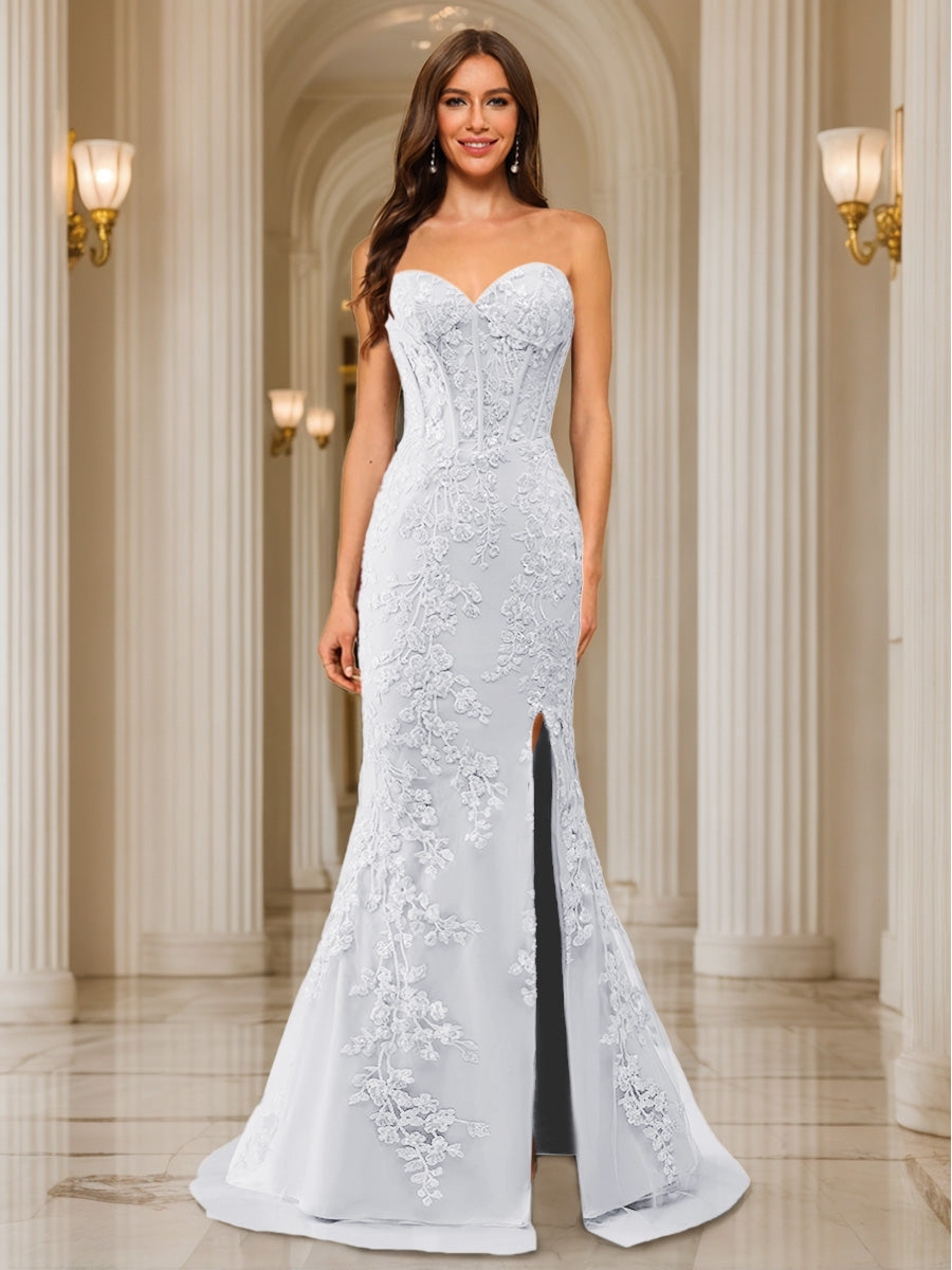 Phaedra white front view prom dress