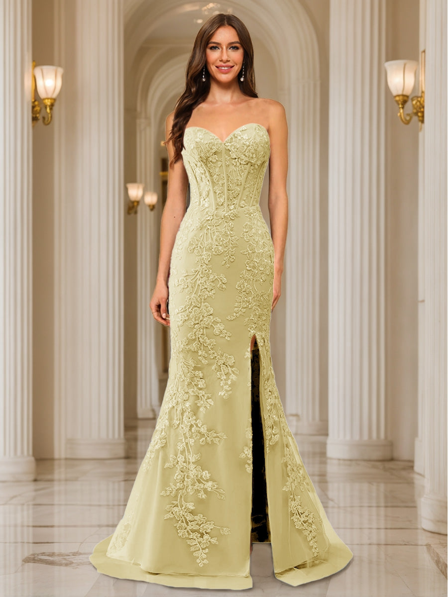 Phaedra yellow front view prom dress