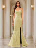 Phaedra yellow front view prom dress