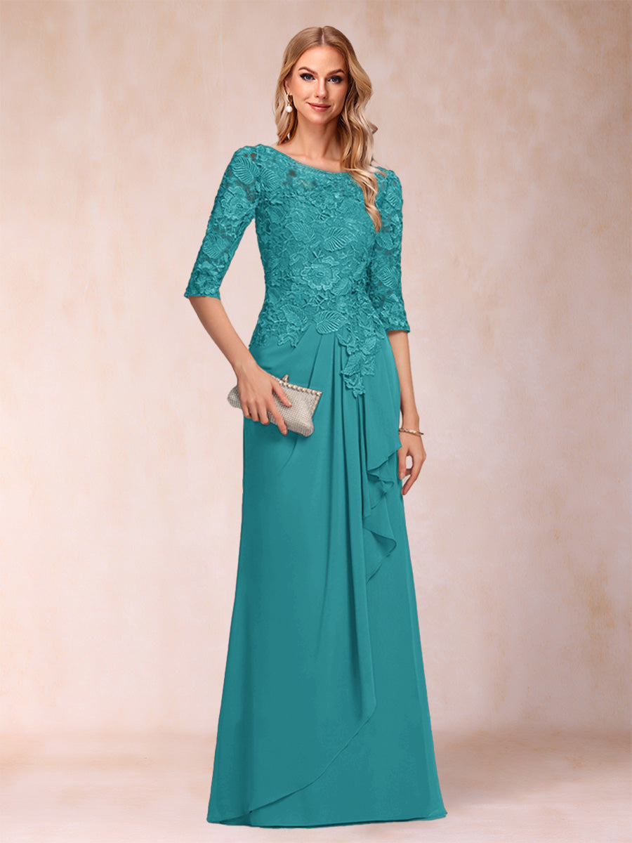 Desiree Mae Turquoise front view mother of the bride dress