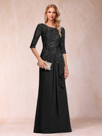 Desiree Mae Black front view mother of the bride dress