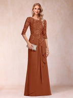 Desiree Mae Burnt Orange front view mother of the bride dress