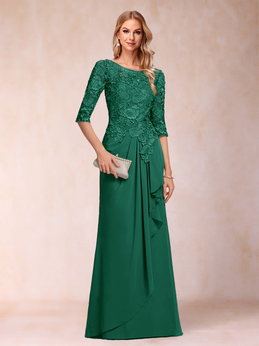 Desiree Mae Hunter Green front view mother of the bride dress