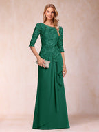 Desiree Mae Hunter Green front view mother of the bride dress