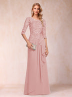 Desiree Mae Dusty Rose back view mother of the bride dress