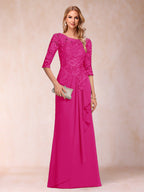 Desiree Mae Fuchsia back view mother of the bride dress