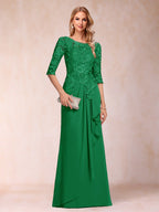 Desiree Mae Forest Green front view mother of the bride dress