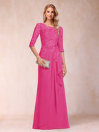 Desiree Mae Hot Pink front view mother of the bride dress