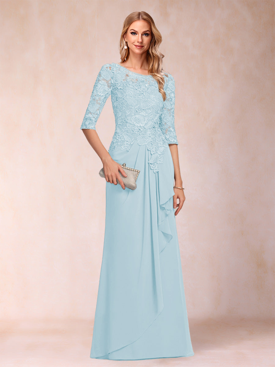 Desiree Mae Sky Blue front view mother of the bride dress