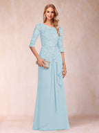 Desiree Mae Sky Blue front view mother of the bride dress