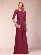 Desiree Mae Burgundy back view mother of the bride dress