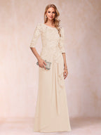Desiree Mae Champagne back view mother of the bride dress