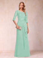 Desiree Mae Mint Green front view mother of the bride dress