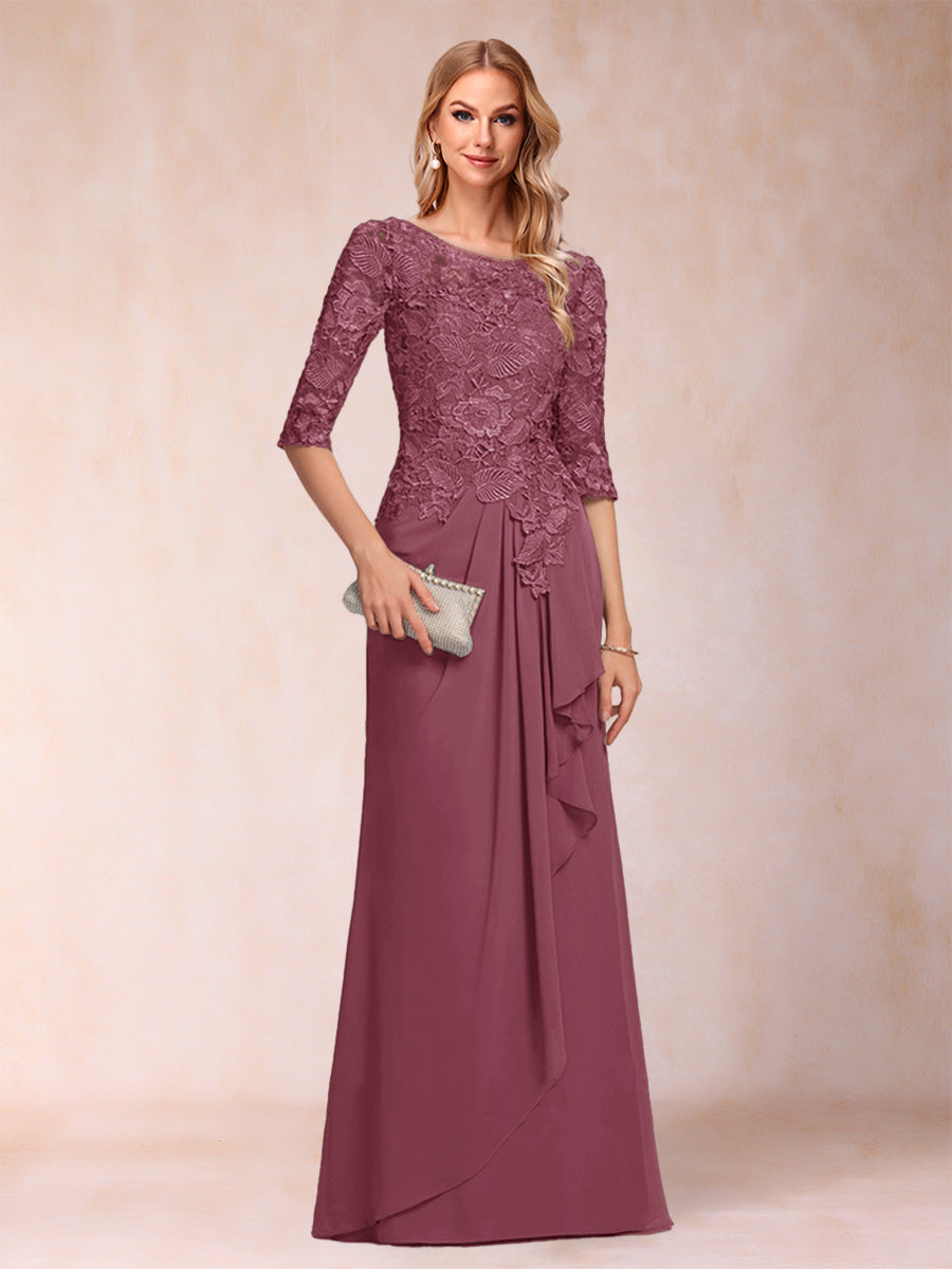Desiree Mae Plum front view mother of the bride dress